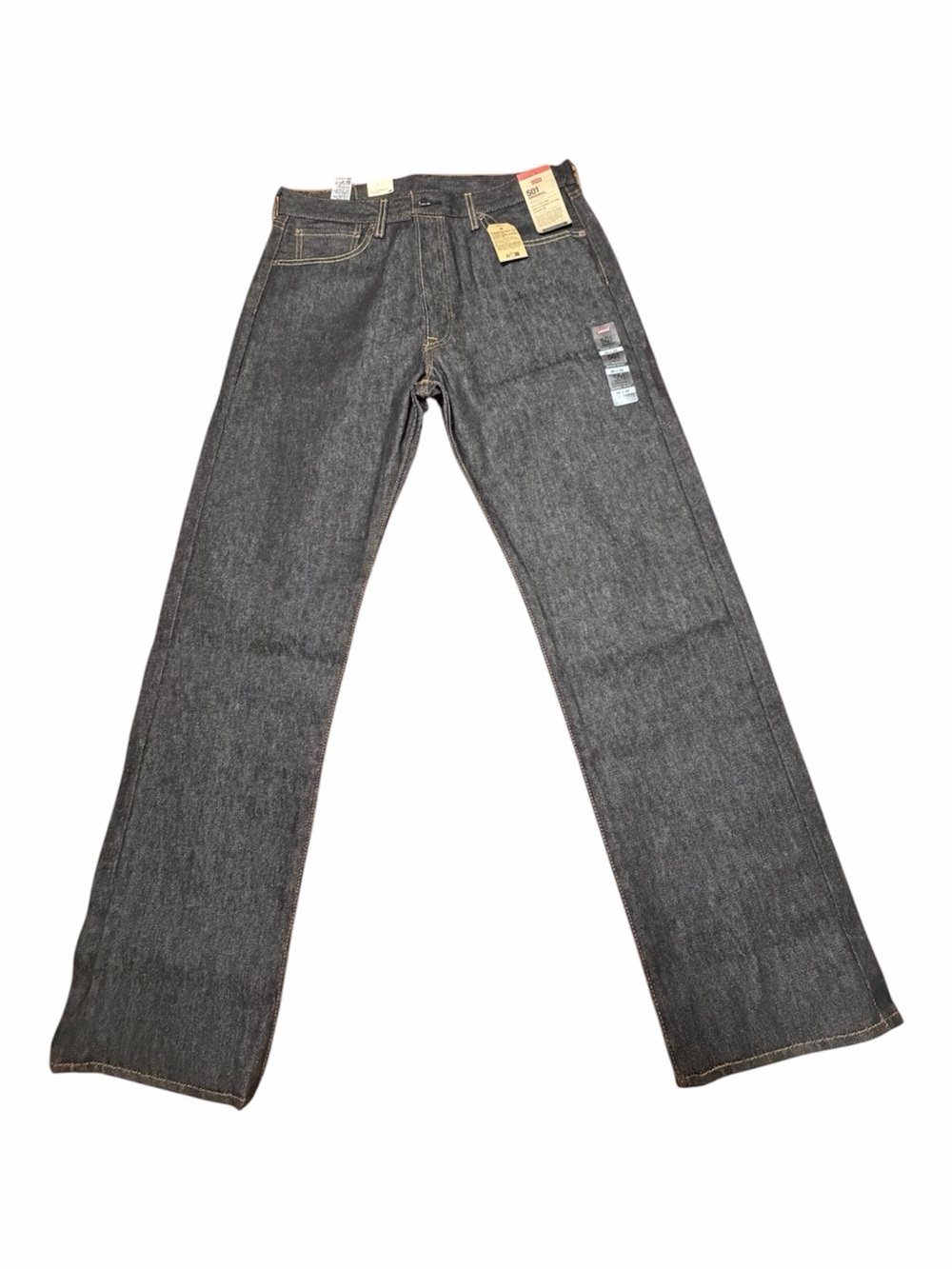 Levi's 501 Original Shrink-to-Fit Men Black Raw Denim Jeans 35x32 NWT Button Fly